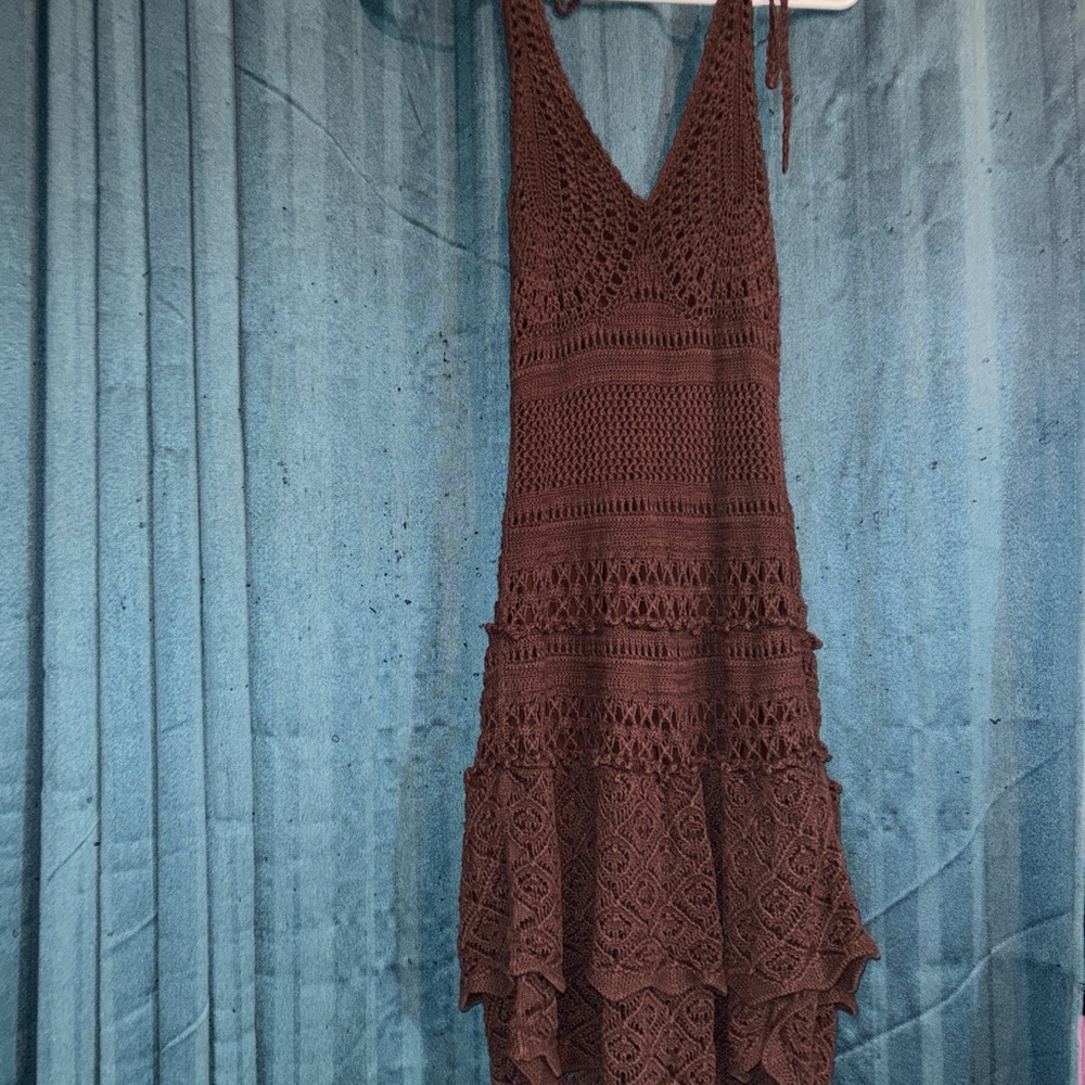 Moda International Brown Crochet Dress